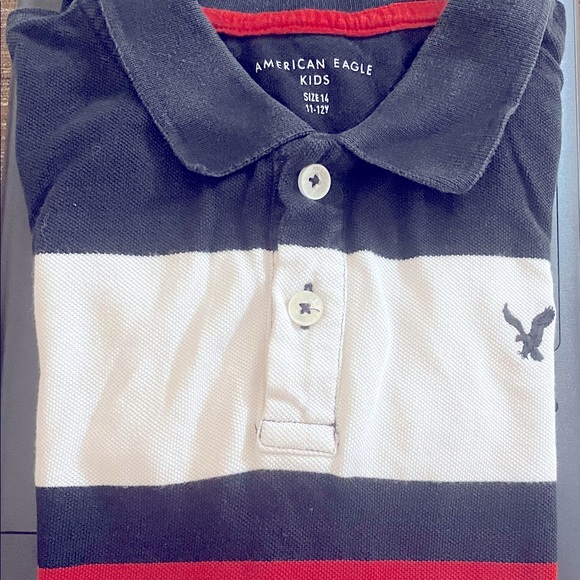 American Eagle Solid Polo Collar T Shirt for 11-12 years old boys in red & black - Picture 4 of 4